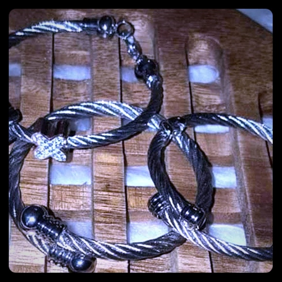 Jewelry - Cable bracelet - stainless steel with crystals